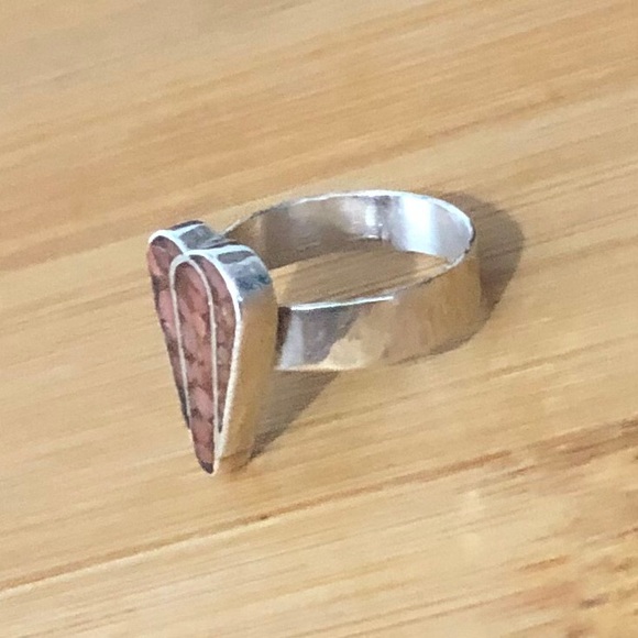 $44  Native American Southwest Estate Mosaic Ring  Sterling Silver  Size 7 & 1/2 - Picture 4 of 7